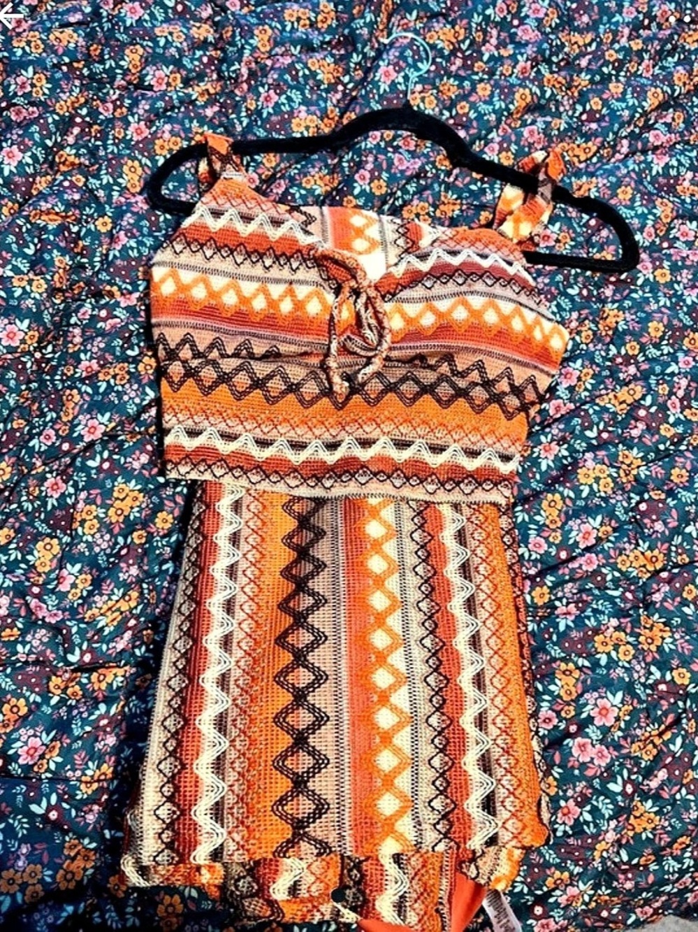 Derek Heart Geometric Mini Dress in Orange